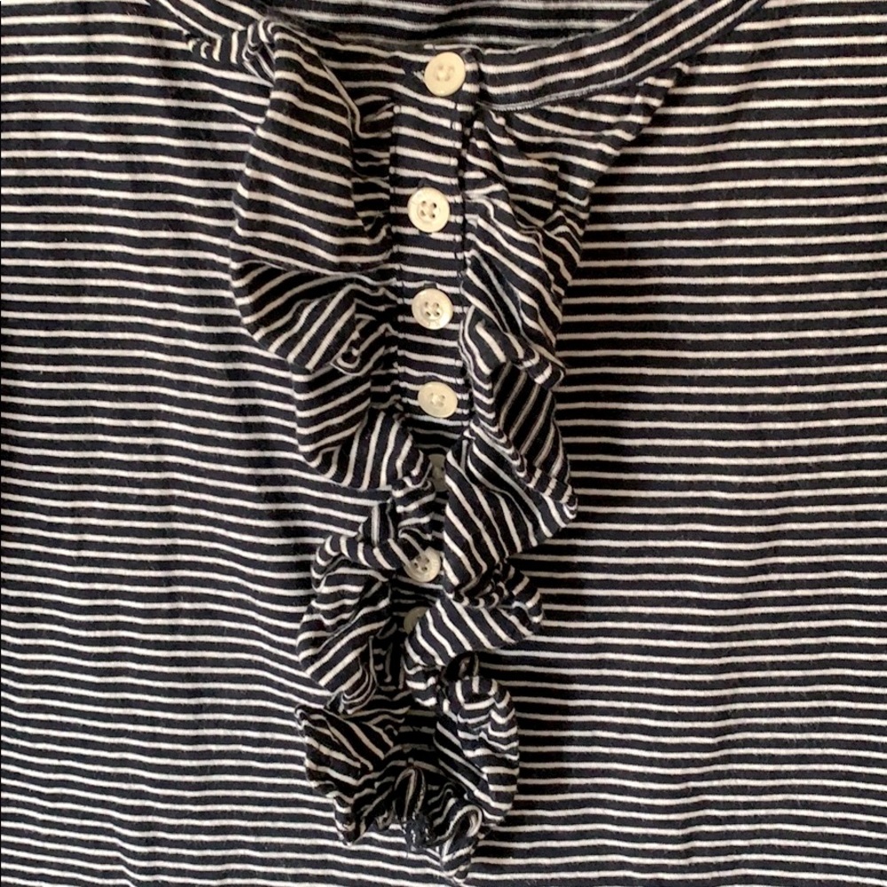 Horizontal Pin Stripe Ruffled Tank Top - Picture 2 of 2